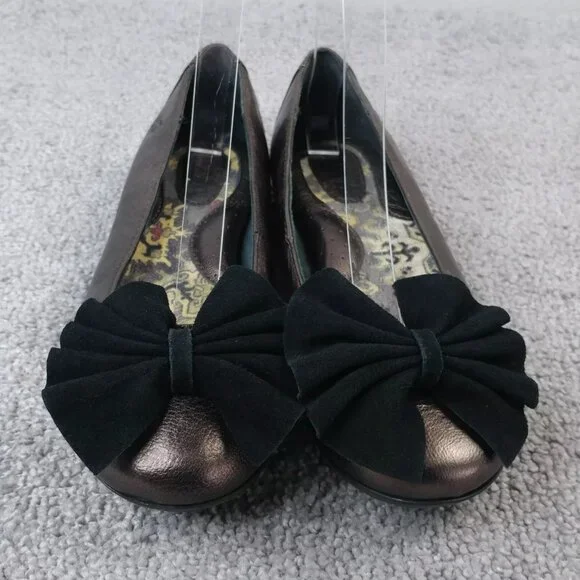 Born Molly Ballet Flats Womens 6 Comfort Shoes Slip On Bow Brown Bronze Leather - Picture 7 of 11